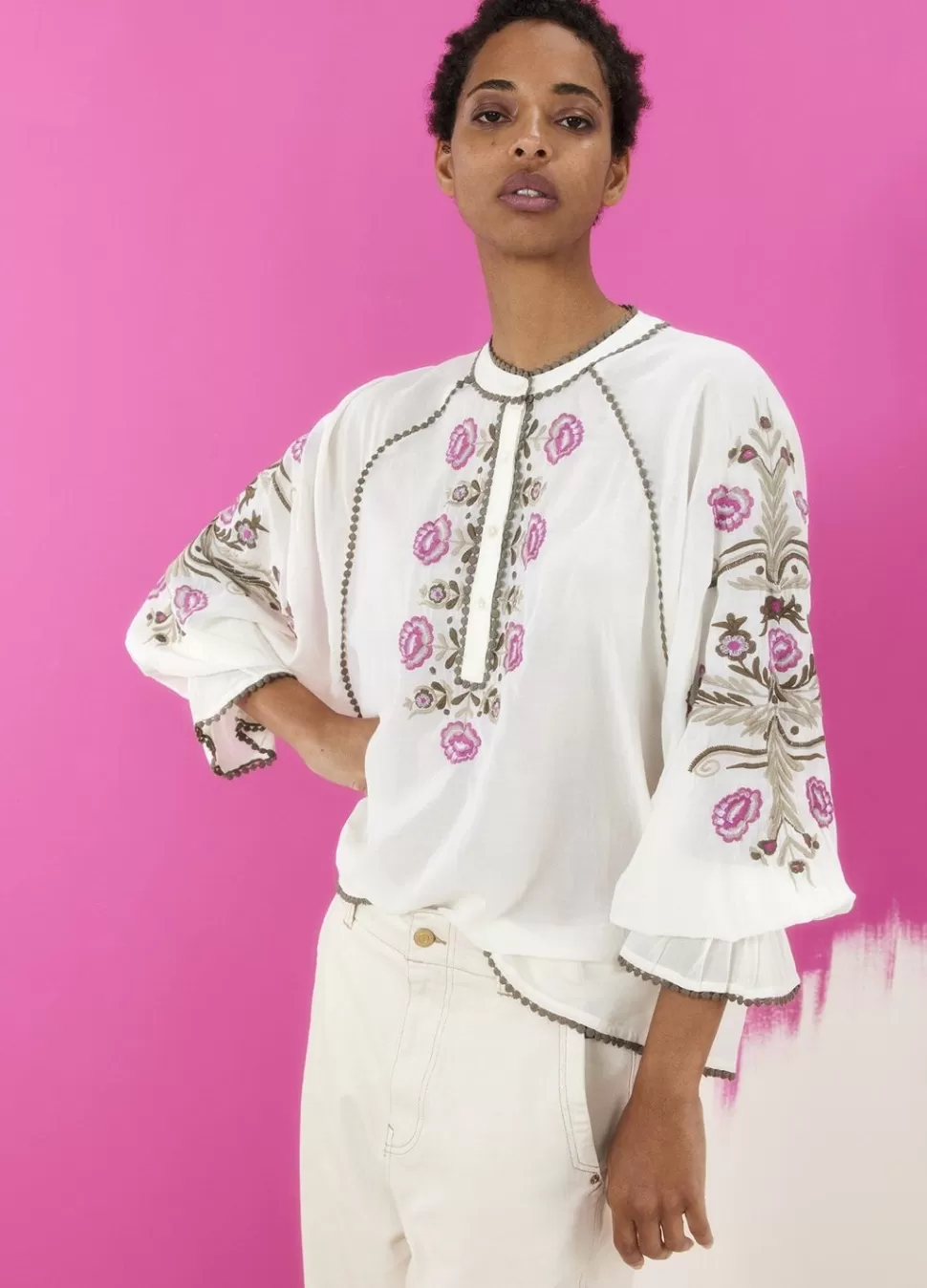 Women Summum Woman Blouse With Floral Embroidery