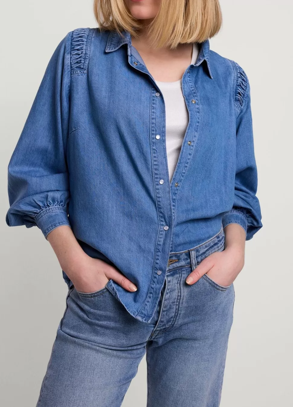 Women Summum Woman Denim Blouse With Buttons