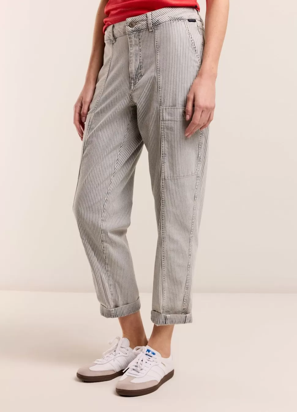 Women Summum Woman Indigo Striped Denim Trousers