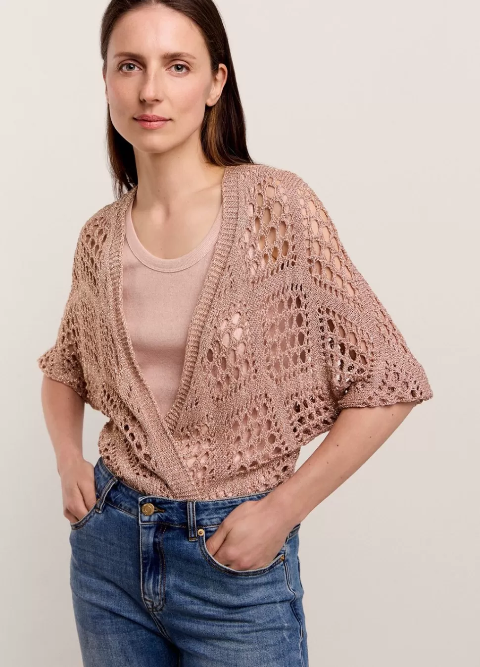 Women Summum Woman Open-Work Shimmery Cardigan