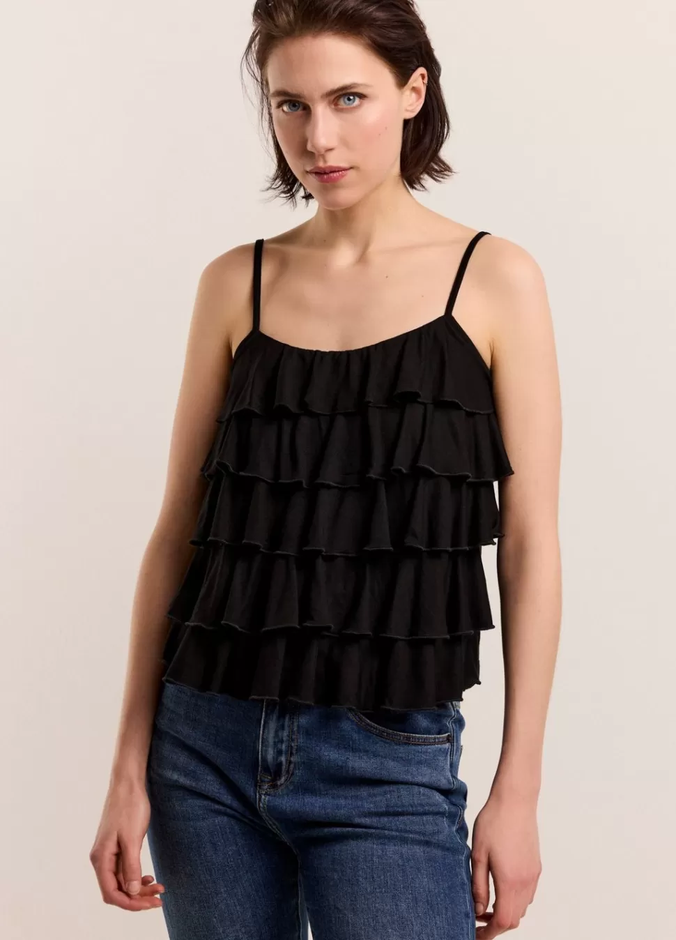 Women Summum Woman Spaghetti-Strap Top With Ruffles