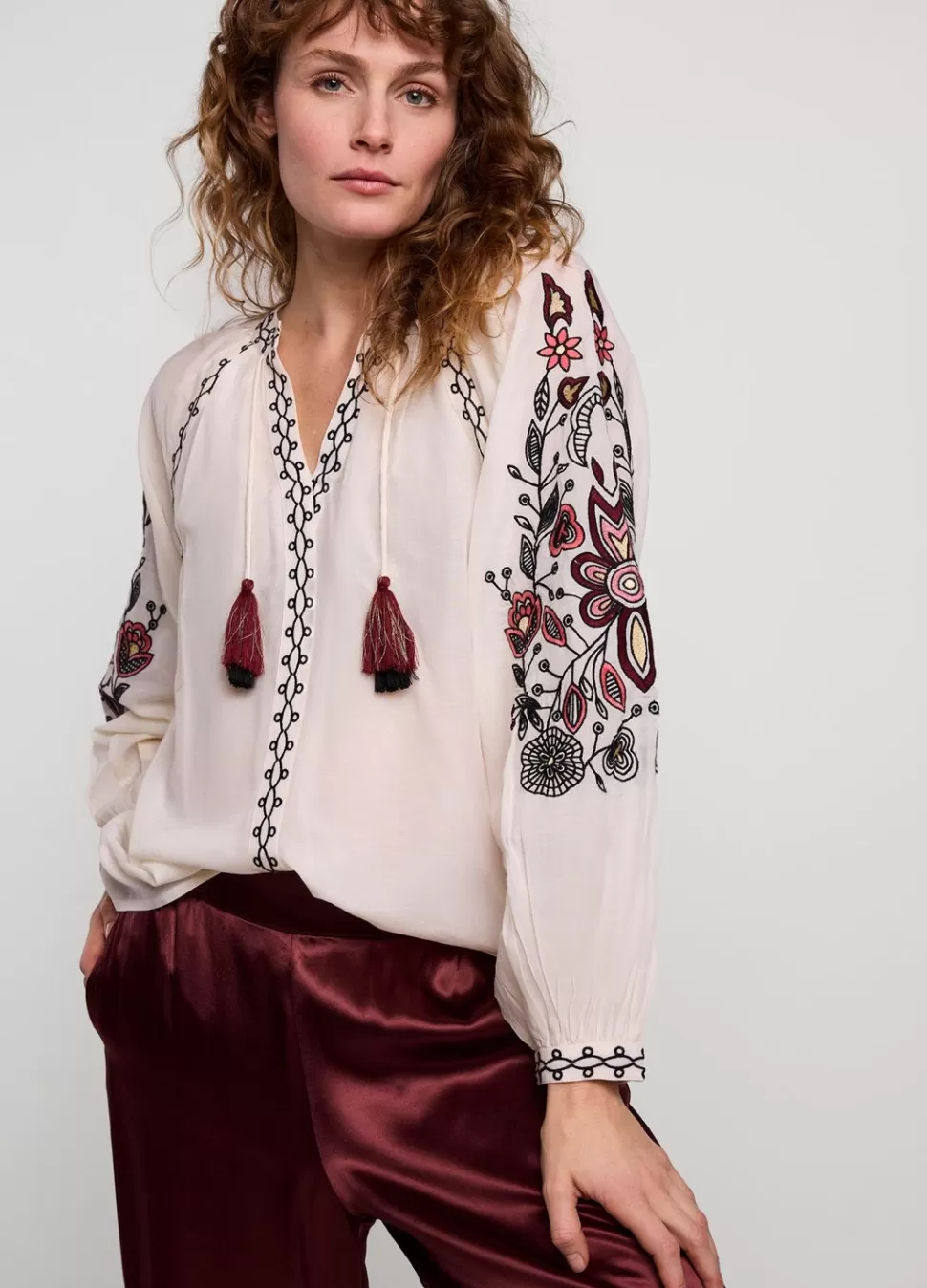 Women Summum Woman Voile Blouse With Embroidery