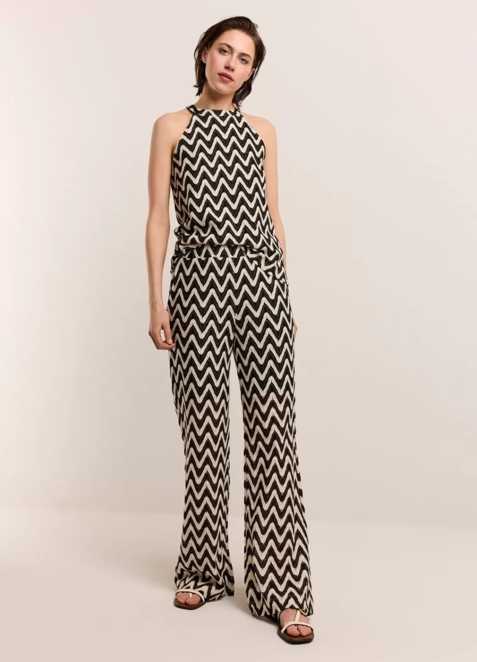 Women Summum Woman Wide-Leg Zigzag Trousers